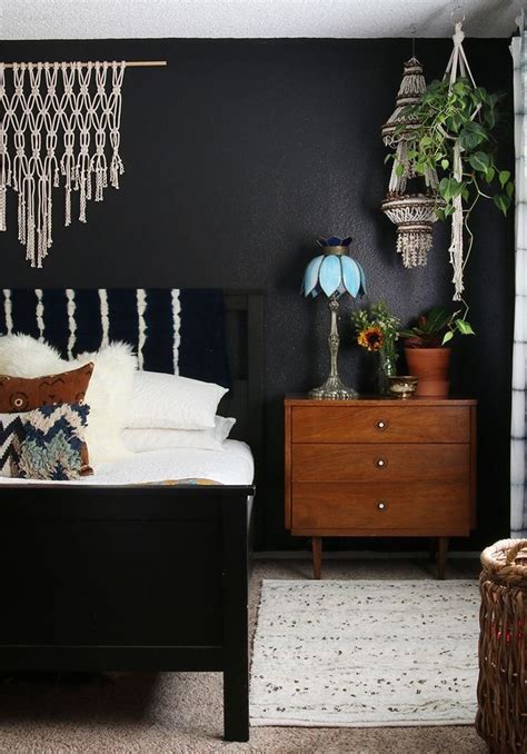 Bohemian Bedroom With Black Furniture
